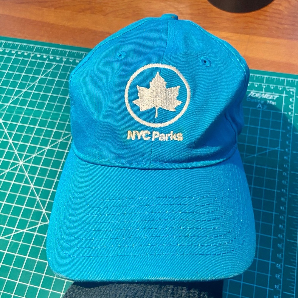 Blue and white NYC Parks baseball cap